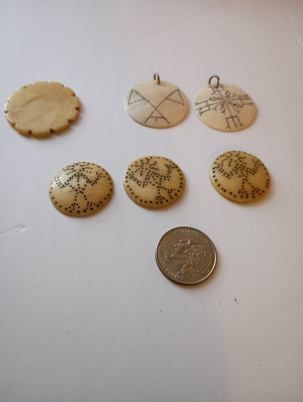 Lot of Six Vintage Bone? Charms